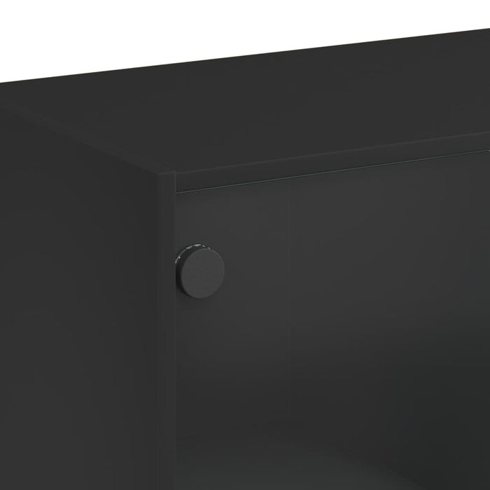 Credenza con Ante Nera 68x37x142 cm in Legno Multistrato 3295865