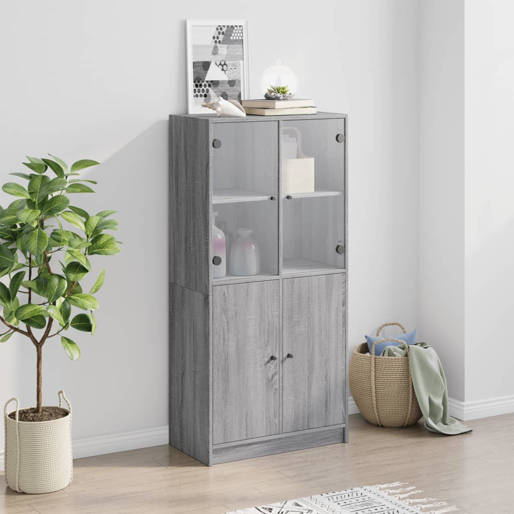 Credenza con Ante Grigio Sonoma 68x37x142 cm Legno Multistrato 3295869