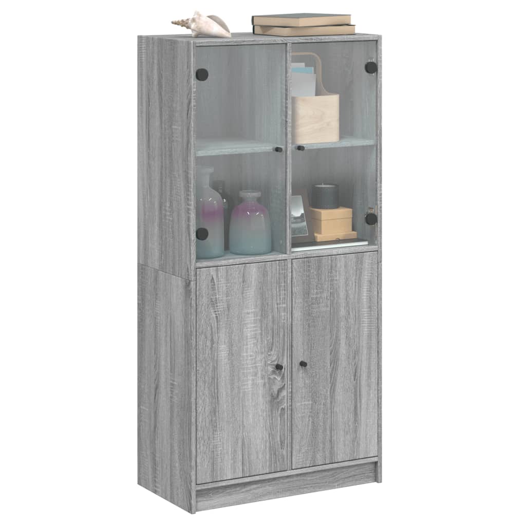 Credenza con Ante Grigio Sonoma 68x37x142 cm Legno Multistrato 3295869