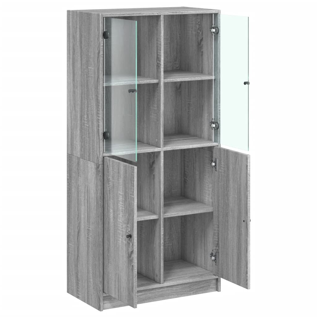 Credenza con Ante Grigio Sonoma 68x37x142 cm Legno Multistrato 3295869