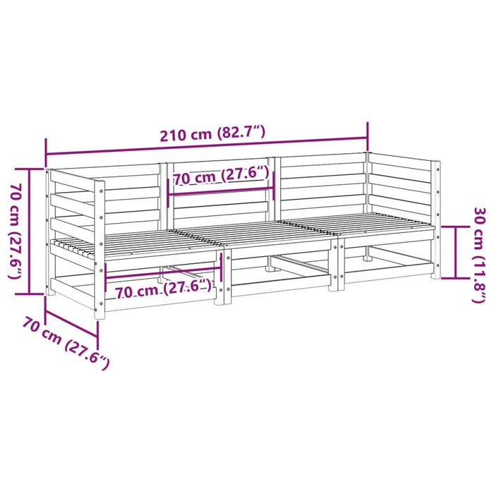 Set Divani da Giardino 3 pz Marrone Cera Legno Massello Pino 3299265