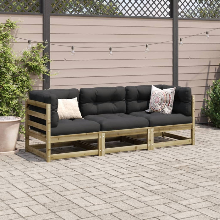 Set Divani da Giardino 3pz con Cuscini Legno Impregnato di Pino 3299271