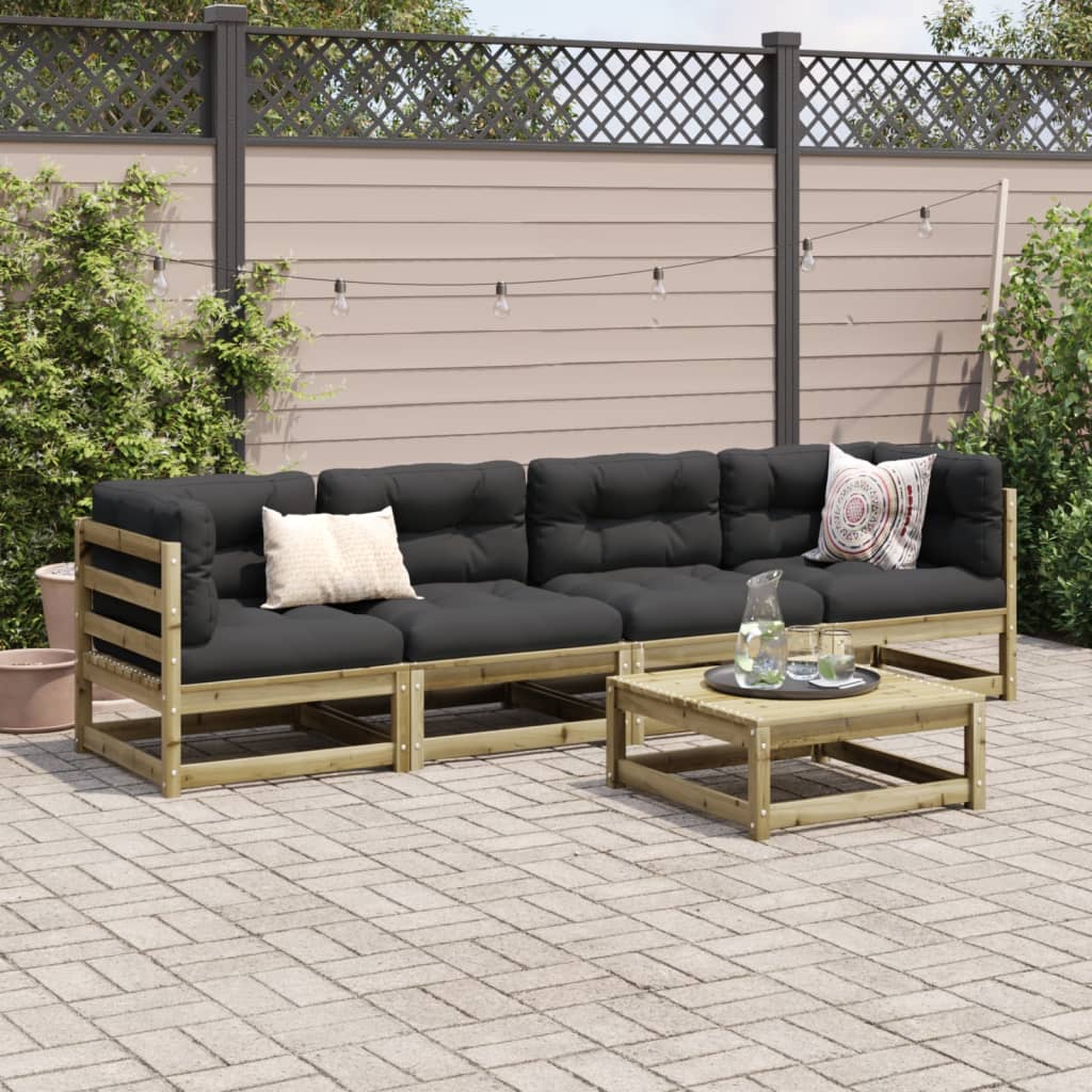 Set Divani da Giardino 5pz con Cuscini Legno Impregnato di Pino 3299278