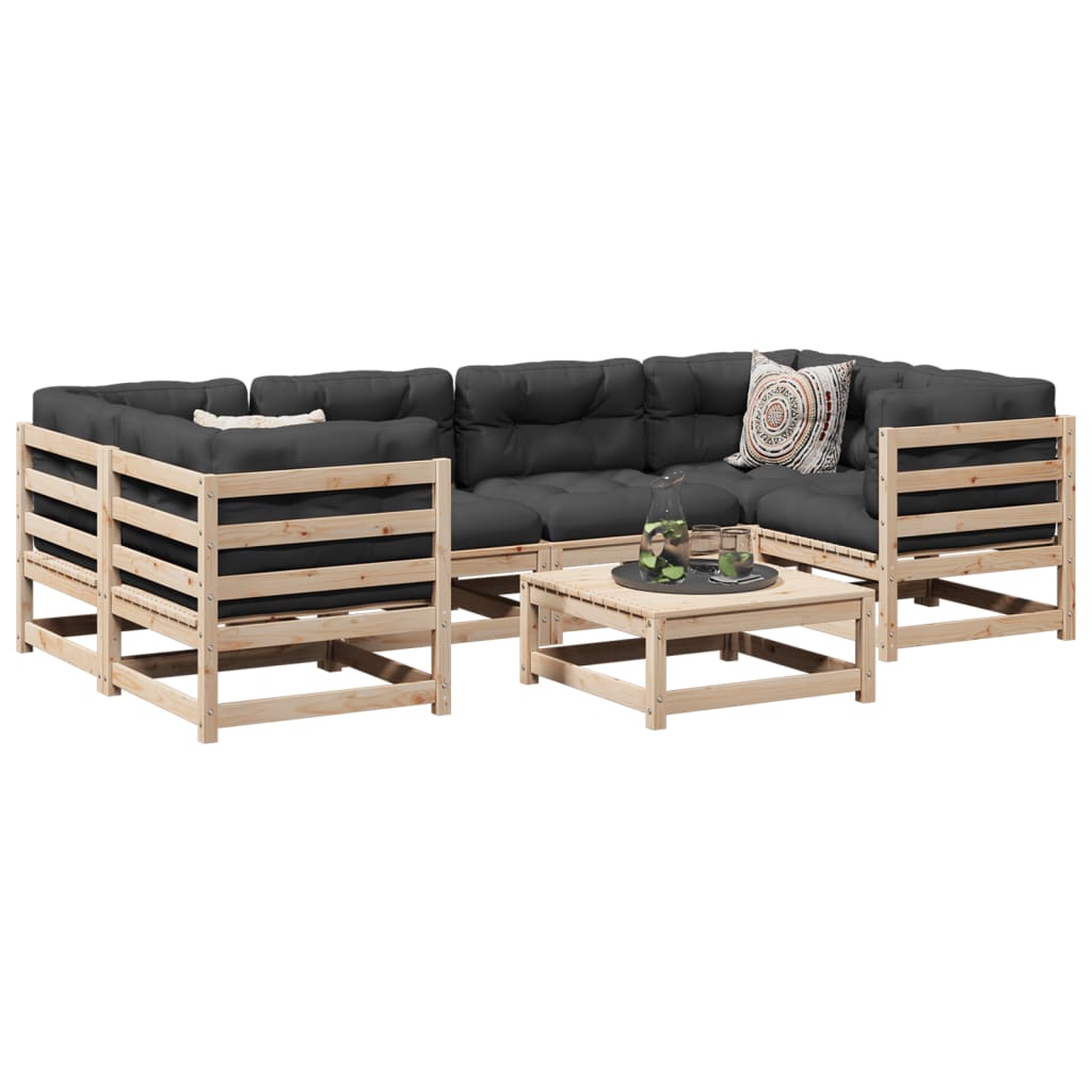 Set Divani da Giardino 7 pz in Legno Massello di Pino 3299308