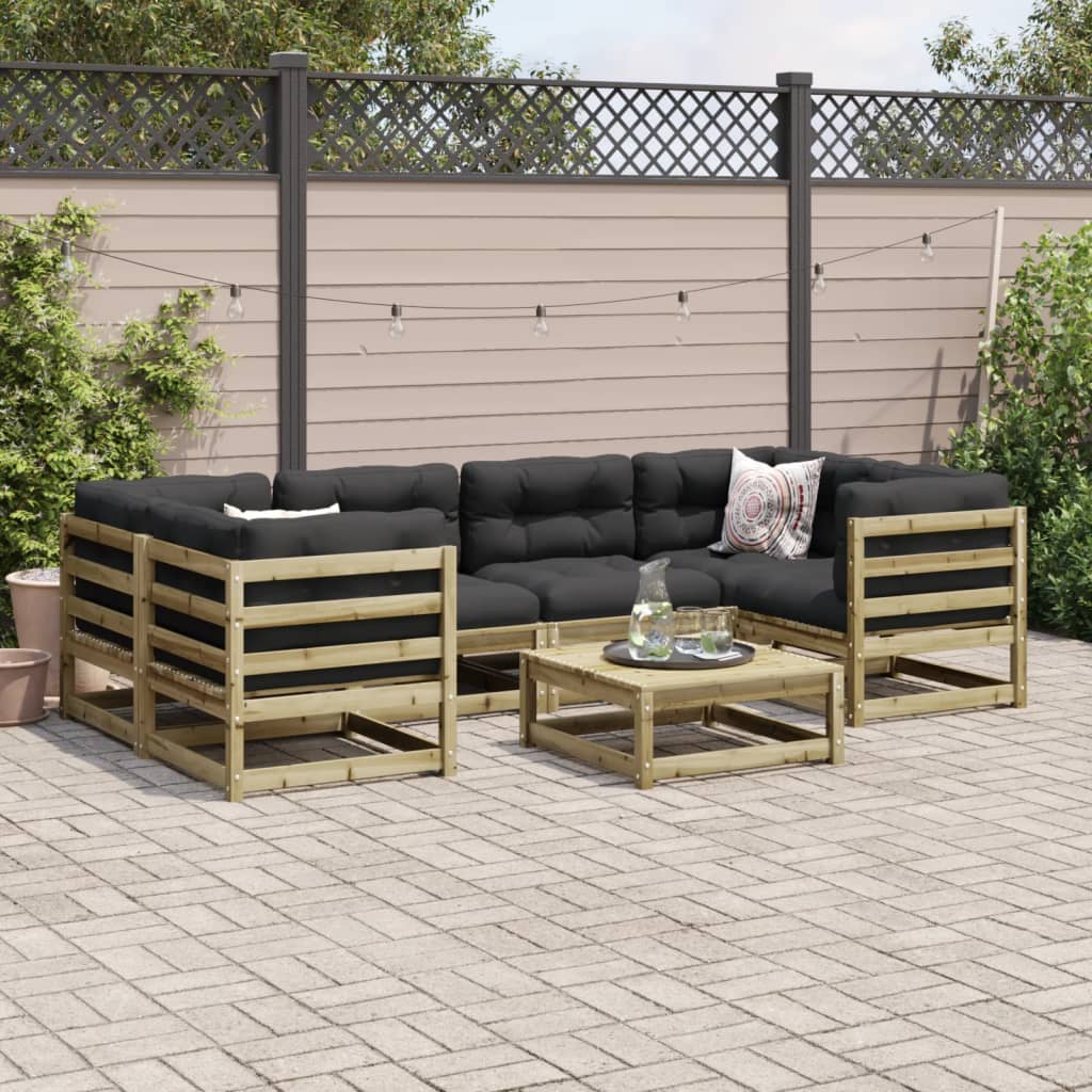 Set Divani da Giardino 7pz con Cuscini Legno Impregnato di Pino 3299315