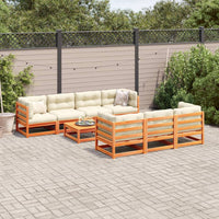 Set Divani da Giardino 8 pz Marrone Cera Legno Massello Pino 3299320