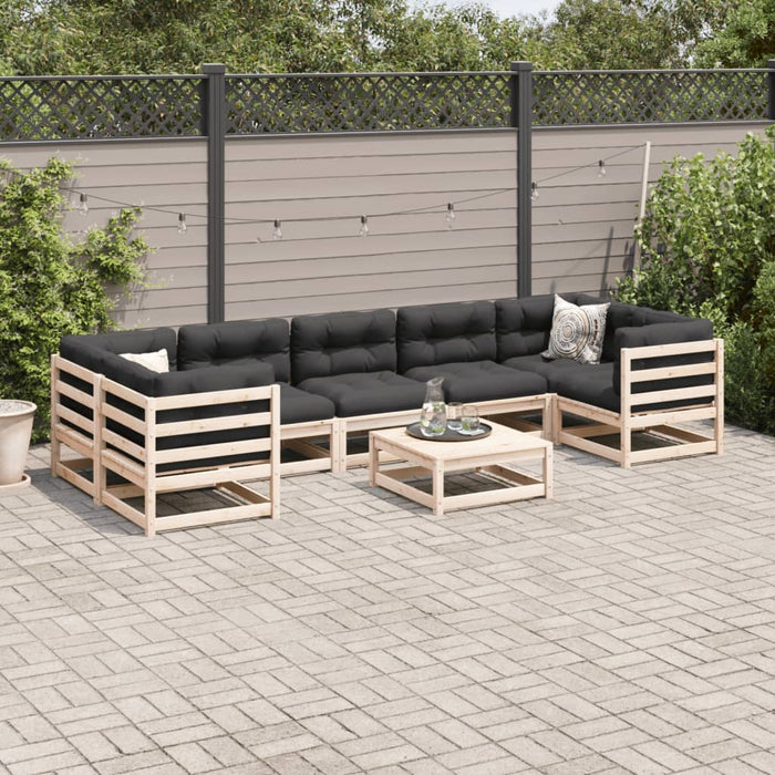 Set Divani da Giardino 8 pz con Cuscini Legno Massello di Pino 3299335