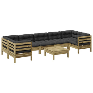 Set Divani da Giardino 8pz con Cuscini Legno Impregnato di Pino 3299341