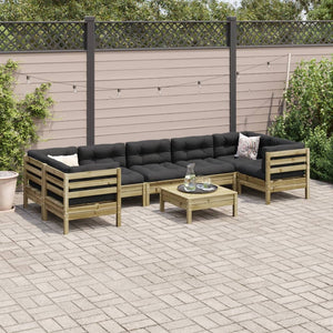 Set Divani da Giardino 8pz con Cuscini Legno Impregnato di Pino 3299341