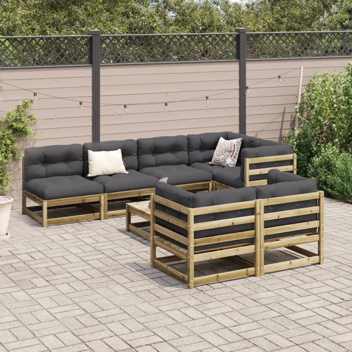 Set Divani da Giardino 8pz con Cuscini Legno Impregnato di Pino 3299349