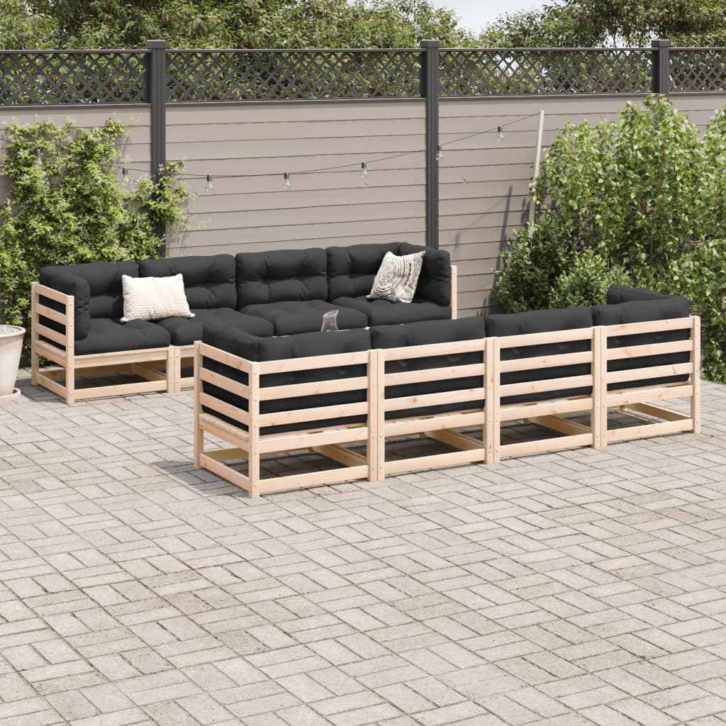 Set Divani da Giardino 9 pz con Cuscini Legno Massello di Pino 3299358