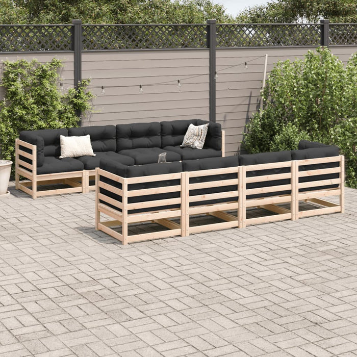 Set Divani da Giardino 9 pz con Cuscini Legno Massello di Pino 3299358