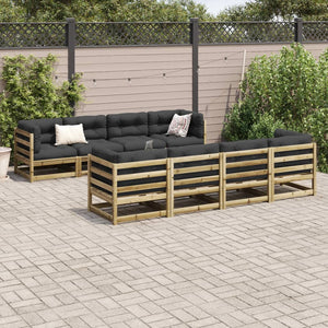 Set Divani da Giardino 9pz con Cuscini Legno Impregnato di Pino 3299361