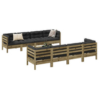 Set Divani da Giardino 9pz con Cuscini Legno Impregnato di Pino 3299364