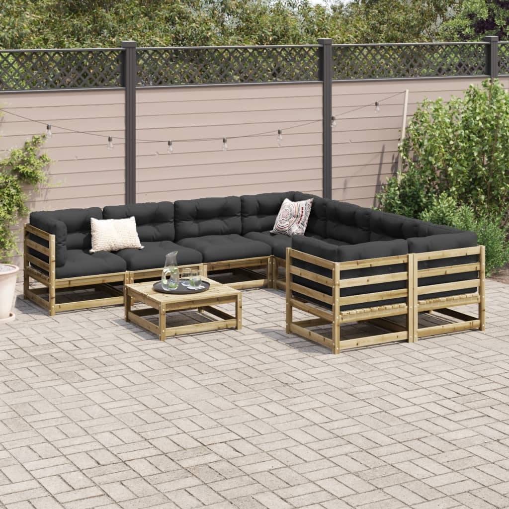 Set Divani da Giardino 9 pz in Legno Impregnato di Pino 3299369