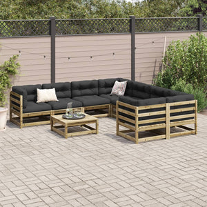 Set Divani da Giardino 9 pz in Legno Impregnato di Pino 3299369