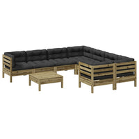 Set Divani da Giardino 9pz con Cuscini Legno Impregnato di Pino 3299376