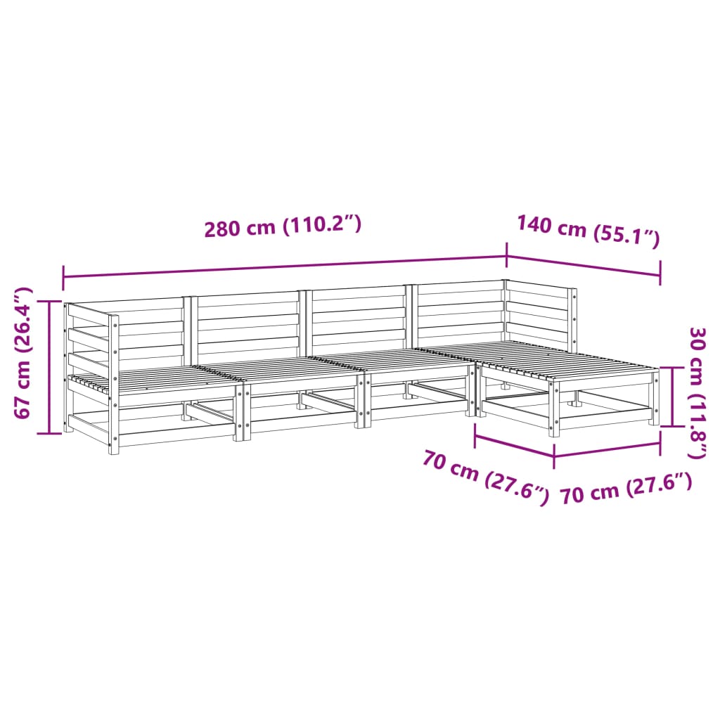 Set Divani da Giardino 5 pz in Legno Massello Abete Douglas 3299387