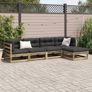 Set Divani da Giardino 5pz con Cuscini Legno Impregnato di Pino 3299392