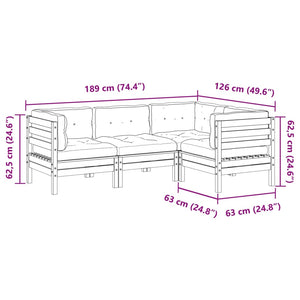 Set Divani Giardino 4pz con Cuscini Marrone Cera Massello Pino 3299416