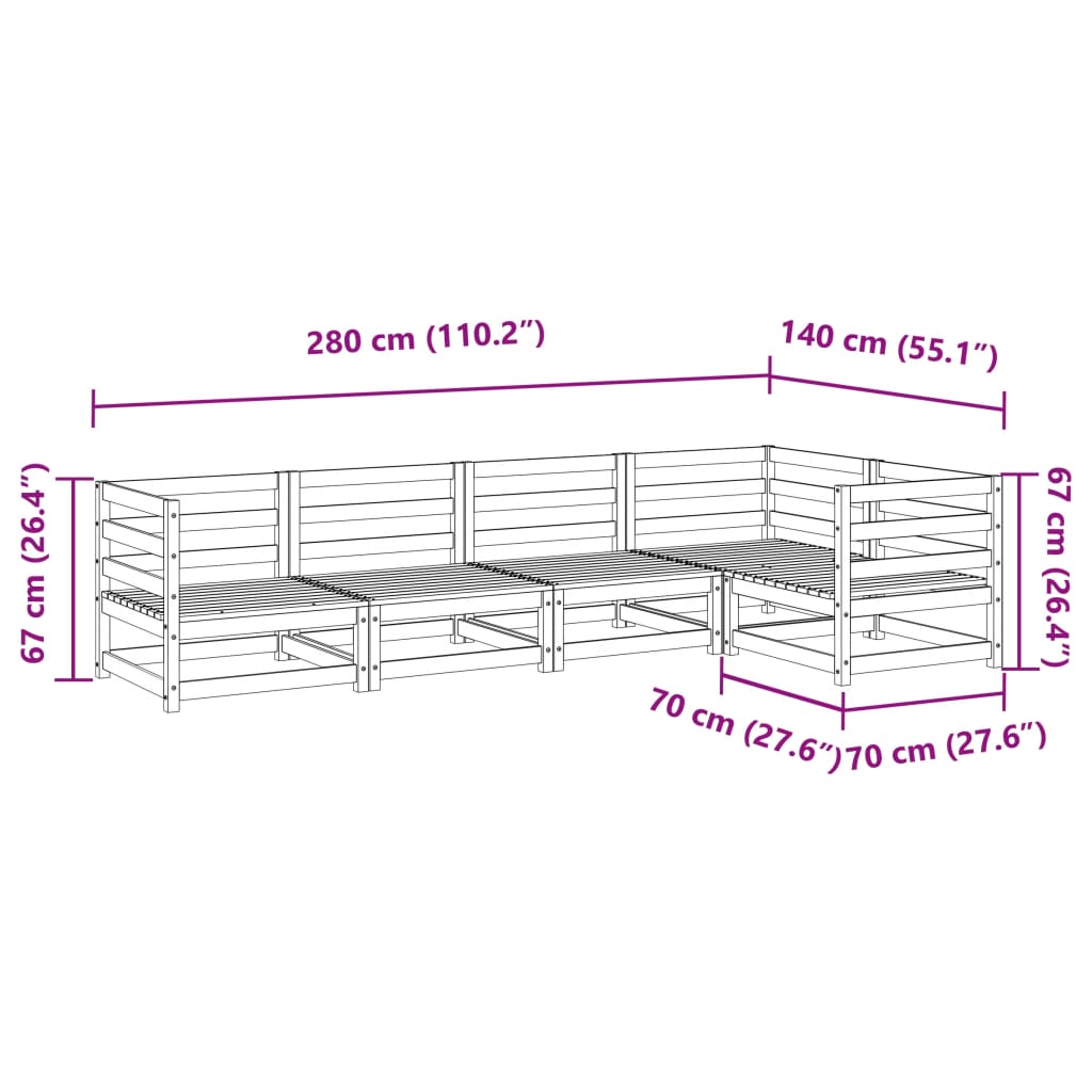 Set Divani da Giardino 5 pz in Legno Massello Abete Douglas 3299432