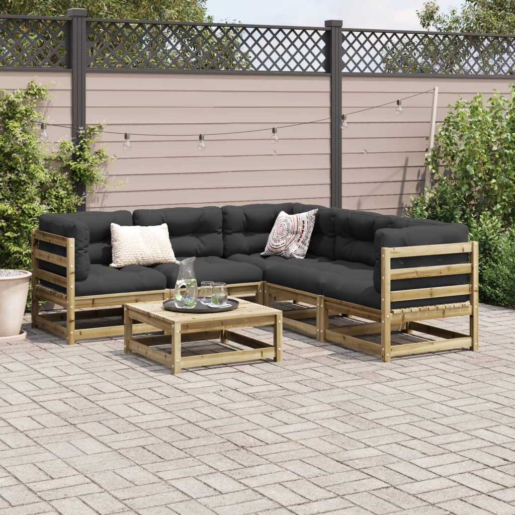 Set Divani da Giardino 6pz con Cuscini Legno Impregnato di Pinocod mxl 116862