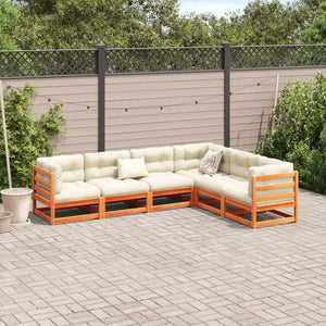 Set Divani da Giardino 6 pz Marrone Cera Legno Massello Pino 3299453