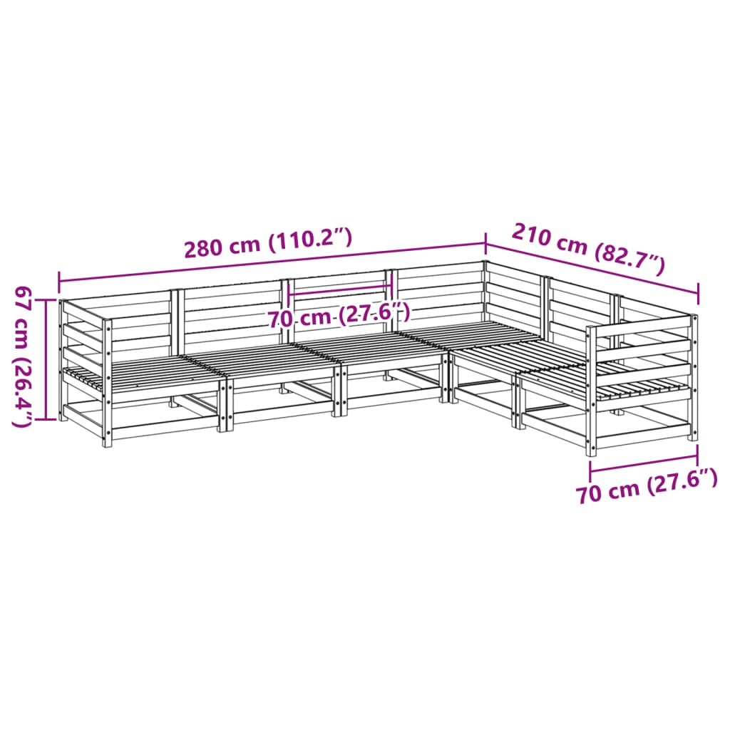 Set Divani da Giardino 6 pz in Legno Massello Abete Douglas 3299454