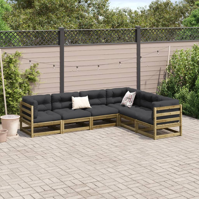 Set Divani da Giardino 6pz con Cuscini Legno Impregnato di Pino 3299459