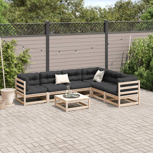 Set Divani da Giardino 7 pz con Cuscini Legno Massello di Pino 3299467