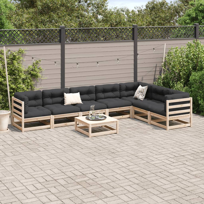 Set Divani da Giardino 8 pz con Cuscini Legno Massello di Pino 3299478