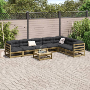 Set Divani da Giardino 8pz con Cuscini Legno Impregnato di Pino 3299481