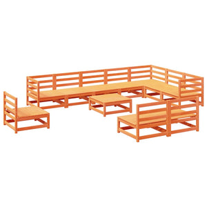 Set Divani da Giardino 11pz Marrone Cera Legno Massello di Pino 3299486