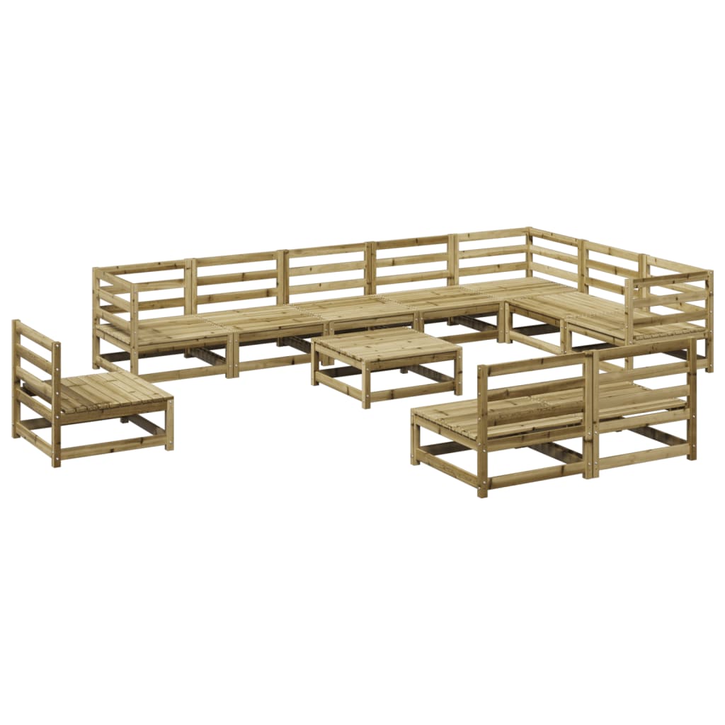 Set Divani da Giardino 11 pz in Legno Impregnato di Pino 3299488