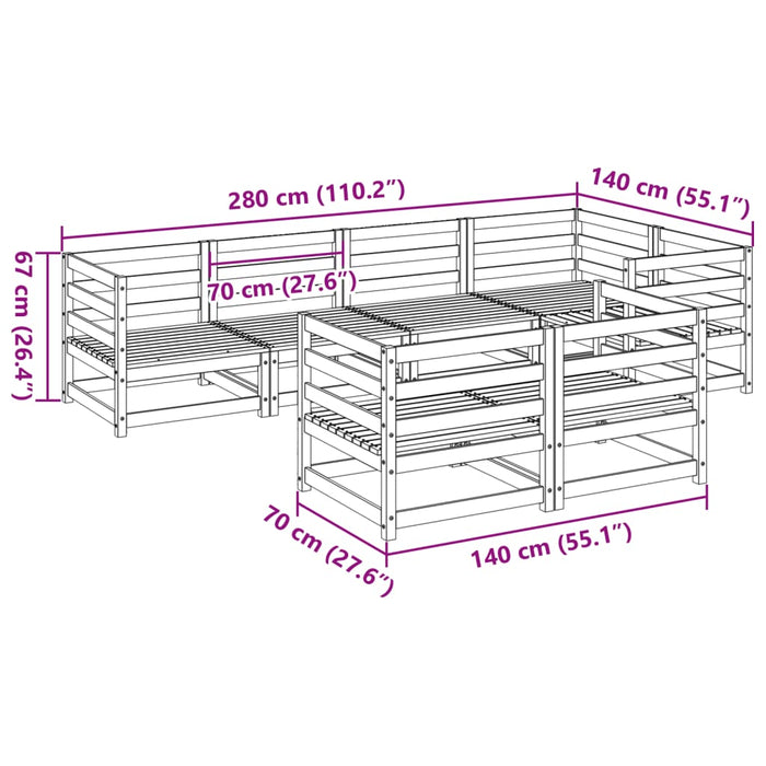 Set Divani da Giardino 7 pz in Legno Massello di Pino 3299489