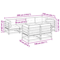 Set Divani Giardino 7 pz Cuscini Legno Massello Abete Douglas 3299495