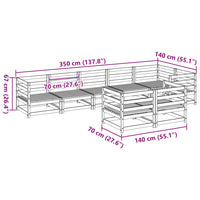 Set Divani da Giardino 8 pz Marrone Cera Legno Massello Pino 3299501