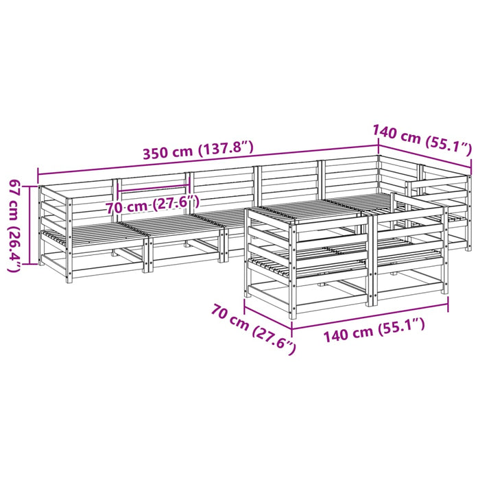 Set Divani da Giardino 8 pz Marrone Cera Legno Massello Pino 3299501