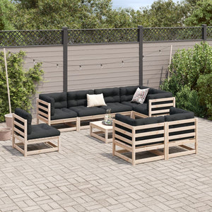 Set Divani da Giardino 9 pz con Cuscini Legno Massello di Pino 3299512