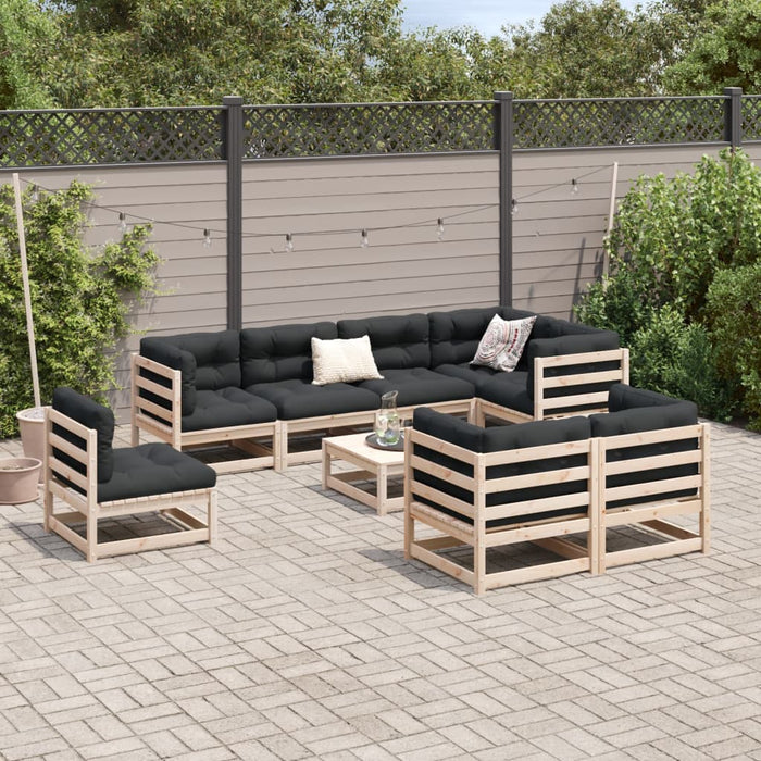 Set Divani da Giardino 9 pz con Cuscini Legno Massello di Pino 3299512