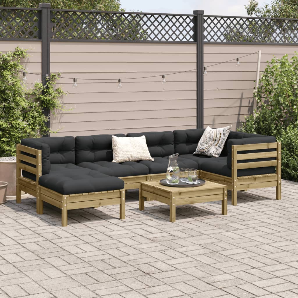 Set Divani da Giardino 7pz con Cuscini Legno Impregnato di Pino 3299540