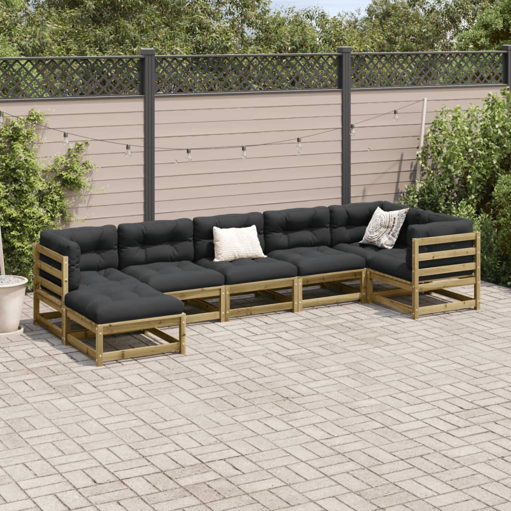 Set Divani da Giardino 7pz con Cuscini Legno Impregnato di Pino 3299548