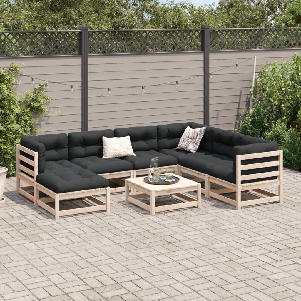 Set Divani da Giardino 8 pz con Cuscini Legno Massello di Pino 3299556