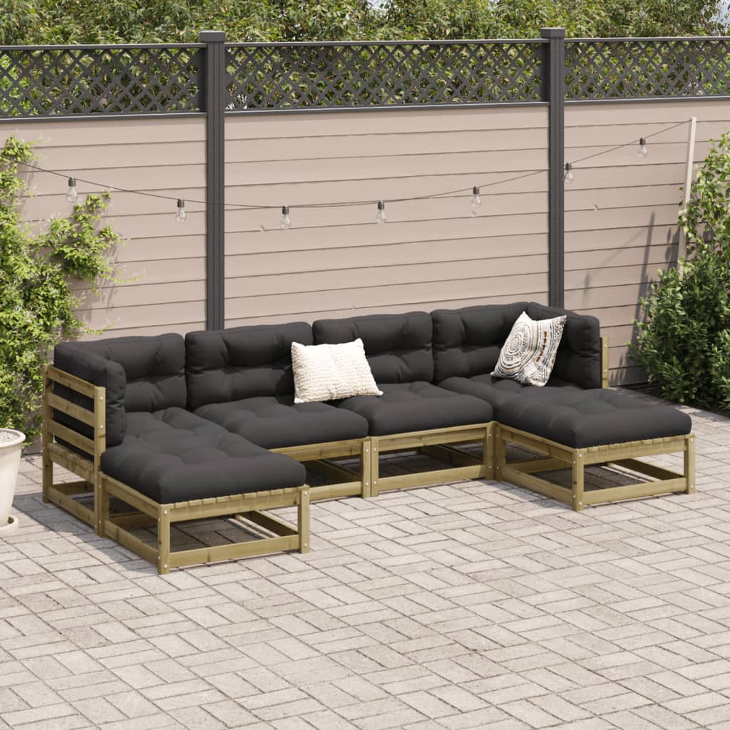 Set Divani da Giardino 6pz con Cuscini Legno Impregnato di Pino 3299570