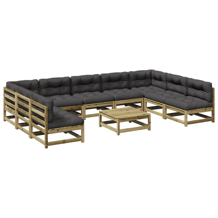 Set Divani Giardino 10 pz con Cuscini Legno Impregnato di Pino 3299599