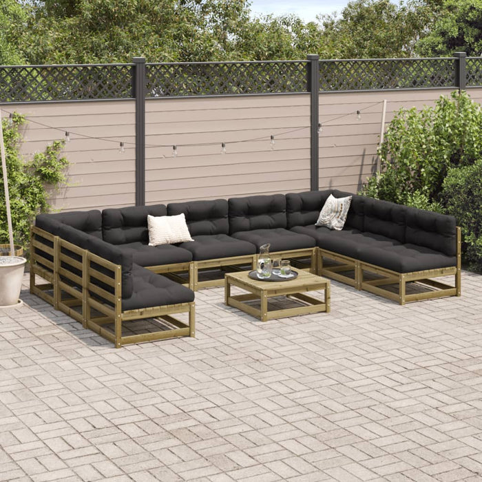 Set Divani Giardino 10 pz con Cuscini Legno Impregnato di Pino 3299599