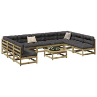 Set Divani Giardino 10 pz con Cuscini Legno Impregnato di Pino 3299599