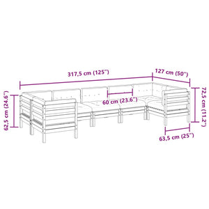 Set Divani Giardino 7 pz con Cuscini Marrone Cera Massello Pino 3299622