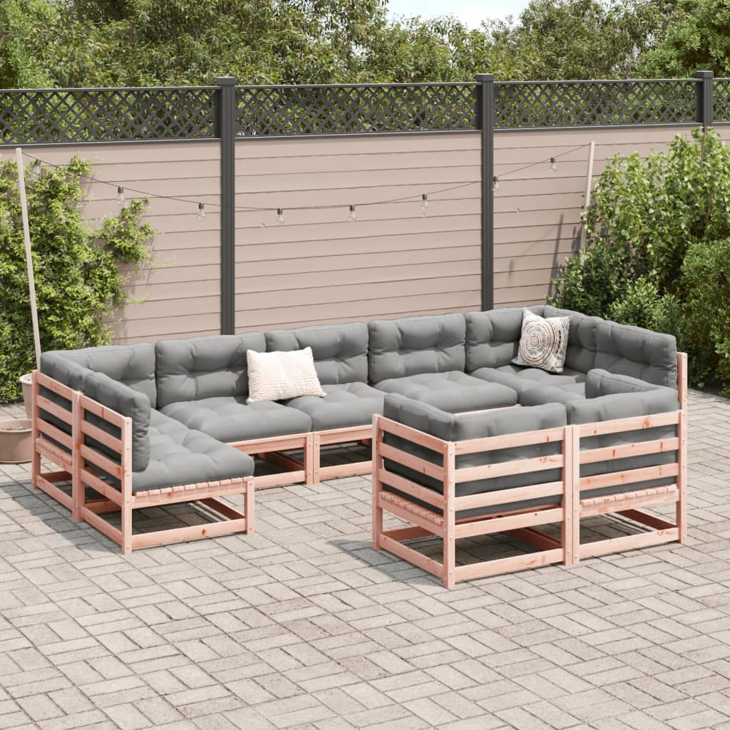 Set Divani Giardino 9 pz Cuscini Legno Massello Abete Douglas 3299631