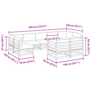 Set Divani da Giardino 9pz con Cuscini Legno Impregnato di Pino 3299632